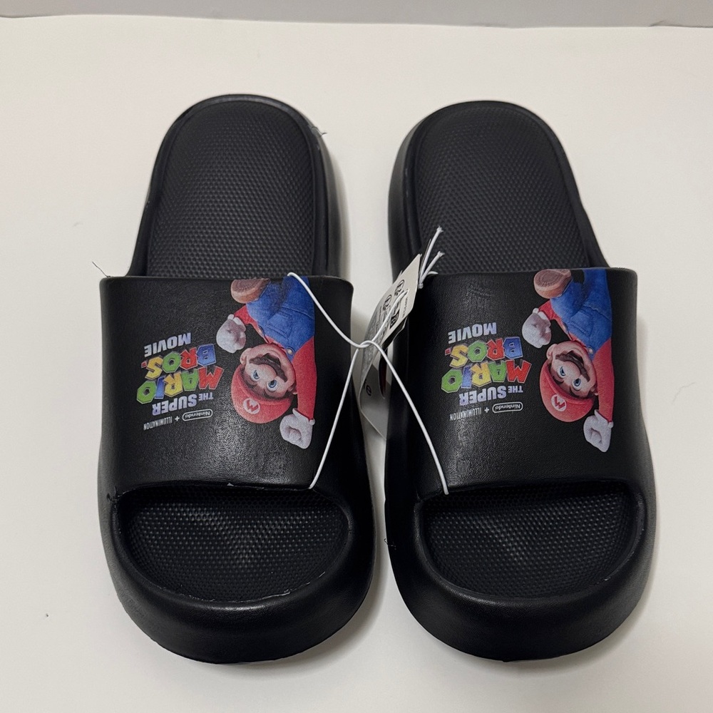 Super Mario Men Slide Sandals - Black